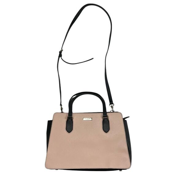 Kate Spade Laurel Way Reese Saffiano Leather Blush Pink Black Crossbody - Picture 4 of 16